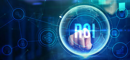 ROI Return on investment financial growth concept. Business, Technology, Internet and network...