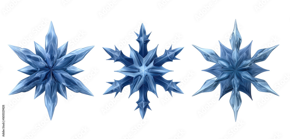 Poster ice crystal isolated on transparent background with snowflake design