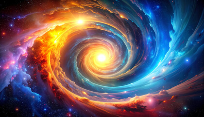Colorful abstract spiral galaxy image