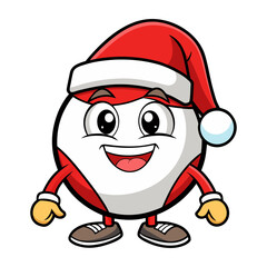 Funny retro  cartoon baseball with santa hat vector & illustration.