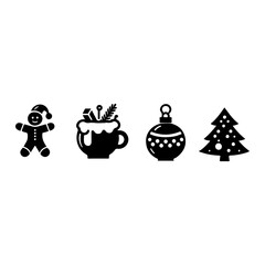 set of cartoon christmas symbols
