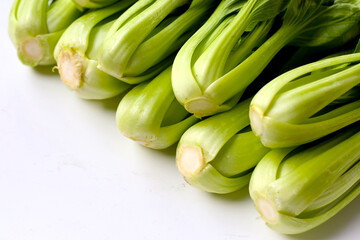 Fresh bok choy on white background.