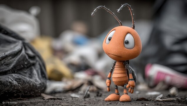 Ant figure in a landfill