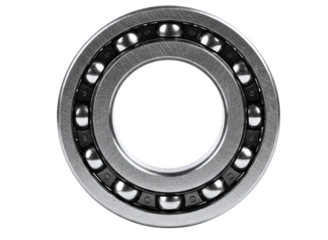Close up of a metal ball bearing isolated on transparent background