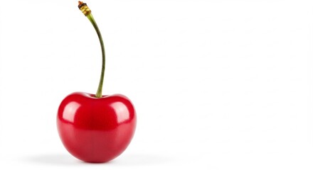 輝く真紅さくらんぼ 白背景シンプル写真. AI Generated