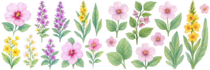 A vibrant array of colorful flowers and leaves, showcasing nature's beauty and diversity.