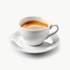 White ceramic coffee cup filled with espresso