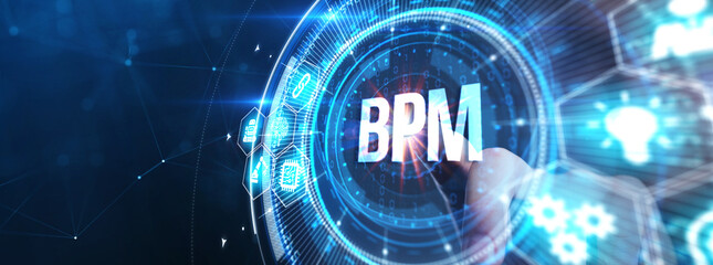 BPM Business process management system technology concept.