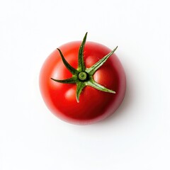 Single, ripe tomato, top view