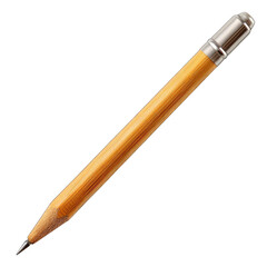Naklejka premium A light-tan colored pencil, angled diagonally, features a smooth, natural-looking shaft. A metallic cap tops the pointy tip