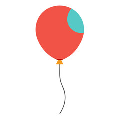 A single red balloon with a teal accent on a black background perfect for party invitations and celebrations