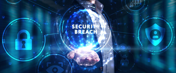 Security breach. Cyber security virus attack and breach.