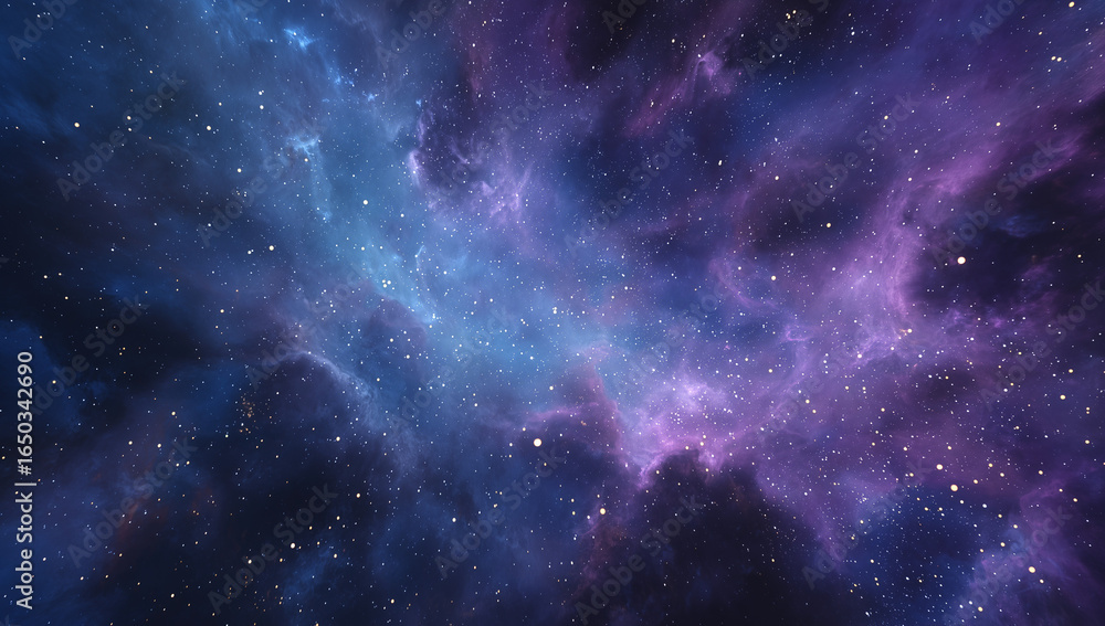 Poster 360 degree equirectangular projection space background with nebula and stars, environment map. hdri 
