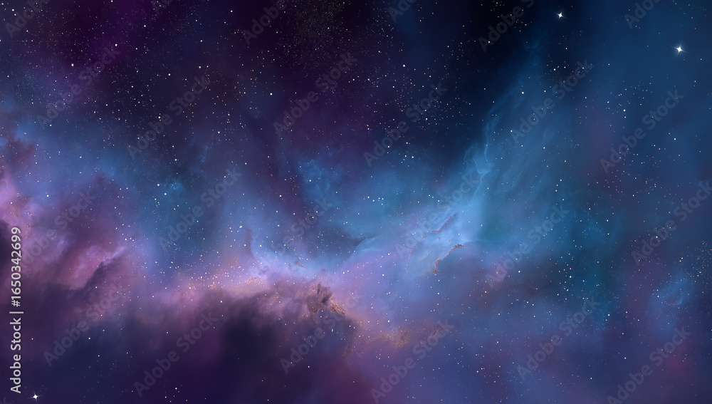 Poster 360 degree equirectangular projection space background with nebula and stars, environment map. hdri 