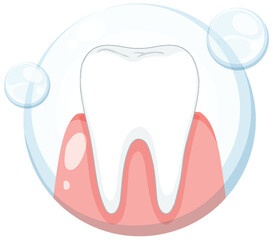 Healthy Tooth and Gums in Clean Bubble Icon