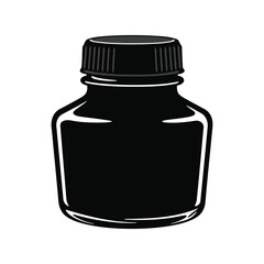 Black ink bottle vector illustration writing fluid container calligraphy ink drawing liquid isolated eps graphic