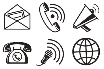 Communication methods icons set isolated on white background in vector format