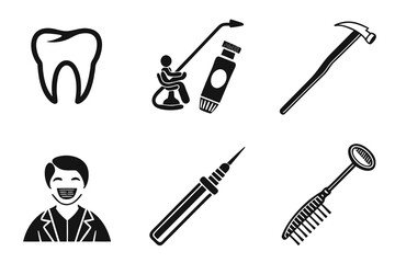 Dental care equipment and tools isolated on white background