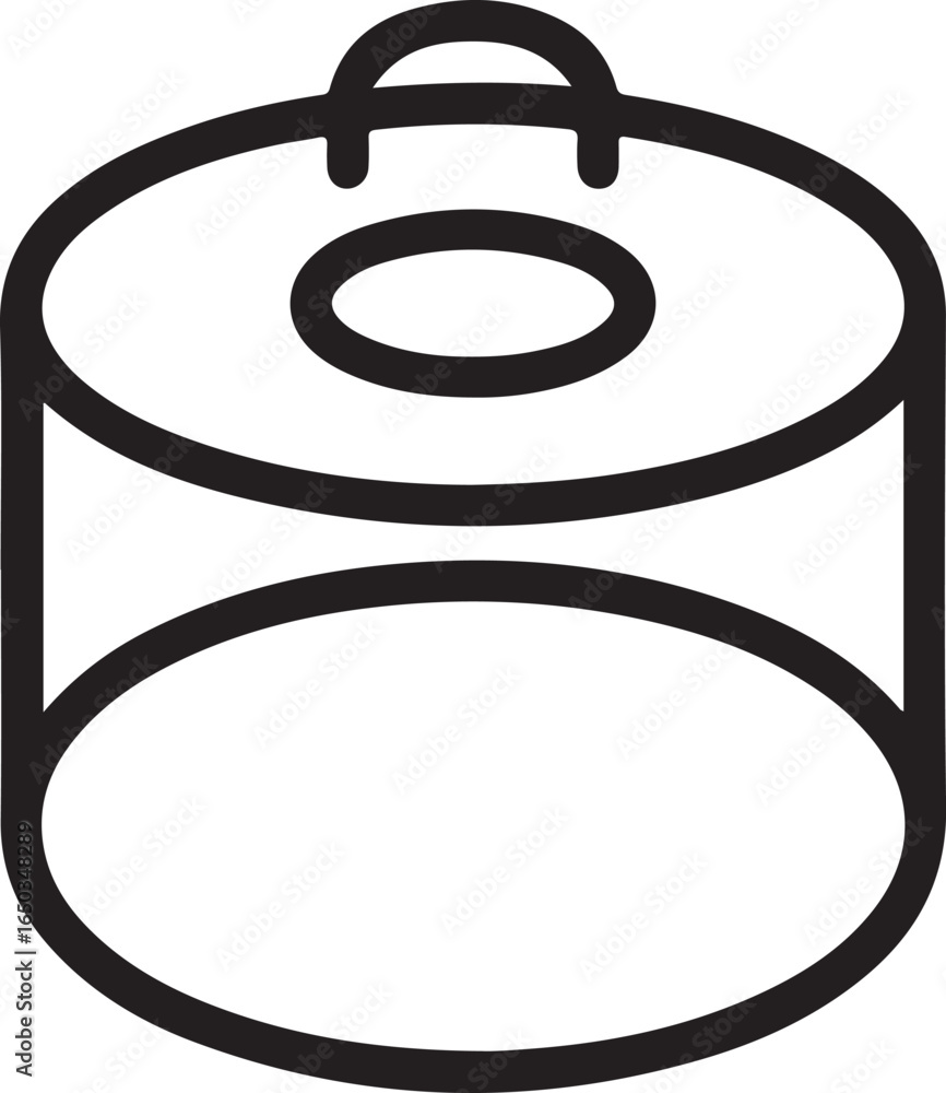 Poster simple outline drawing of a round cake carrier with a handle
