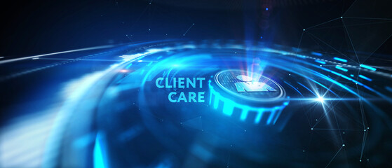 Customer Care Center. Client.  Business, Technology, Internet and network concept. 3d illustration