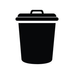 Black trash can vector illustration waste bin icon garbage container recycling symbol rubbish bin isolated eps graphic