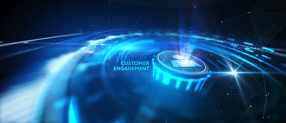 Business, Technology, Internet and network concept. Shows the inscription: CUSTOMER ENGAGEMENT. 3d illustration