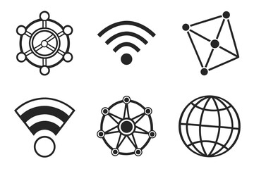 Network and communication icons isolated on white background in vector format