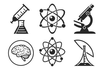 Science and research icons isolated on white background for design
