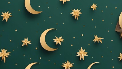 Fototapeta premium Elegant moon and star composition with decorative elements representing peaceful nights, spirituality, dreams, and celestial beauty.