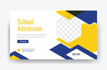 School Admission YouTube Thumbnail Template, creative template design vector, web banner, template, admissions template 