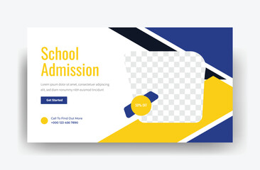 Kids School Admission Youtube Thumbnail Design and Web Banner Design, banner, Thumbnail cover, template 