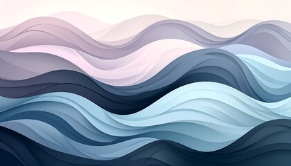 Fototapeta premium Abstract Wave Pattern with Pastel and Dark Blue Layers.
