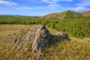 the picturesque Nurali ridge in the uchalinsky district in the southern Urals in the republic of...