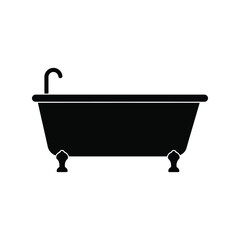 Classic clawfoot bathtub silhouette vector vintage bathroom icon elegant tub graphic