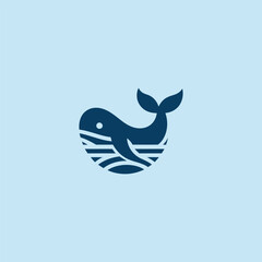 Abstract whale logo in elegant and simple minimalist design.