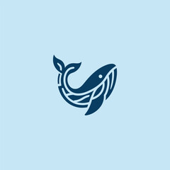 Abstract whale logo in elegant and simple minimalist design.