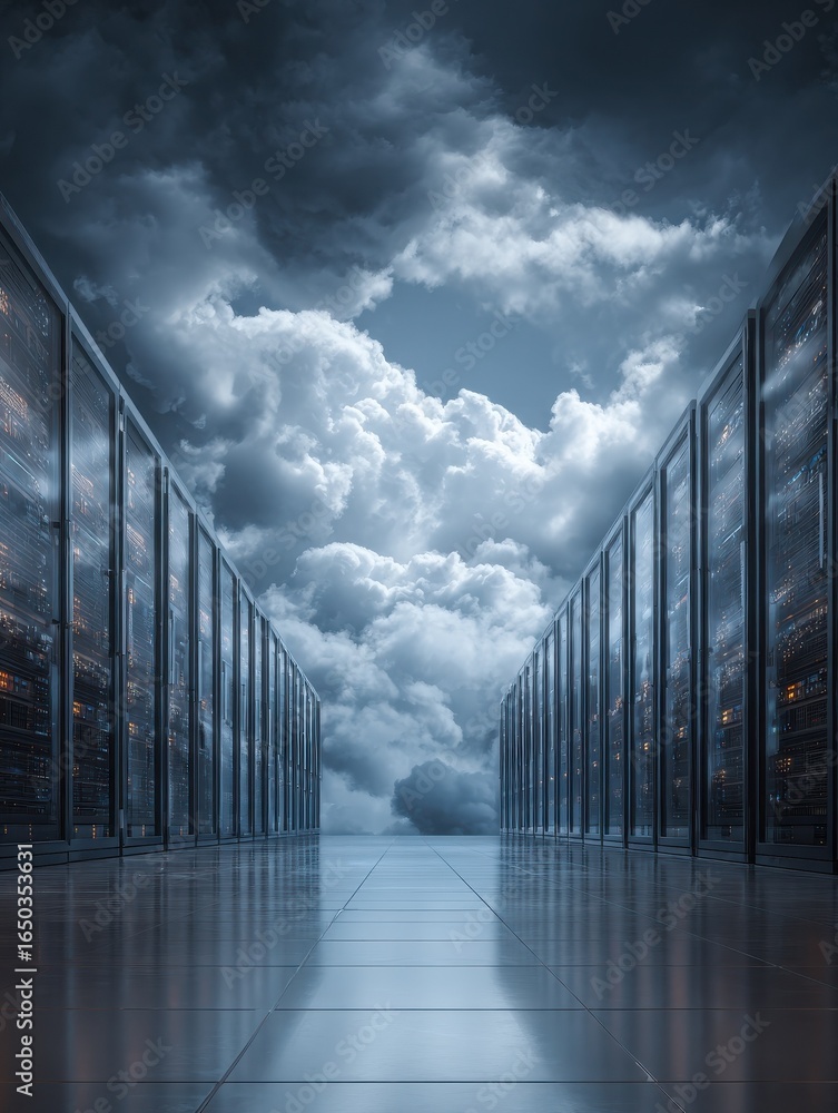 Poster cloud technology and computing for data storage a network and server hosting service for information