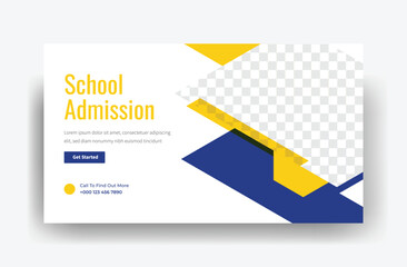 Kids School education admission Youtube thumbnail template, admissions template design, web banner, ad banner 