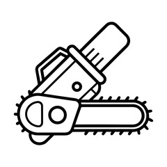Black and white icon of a chainsaw tool cutting