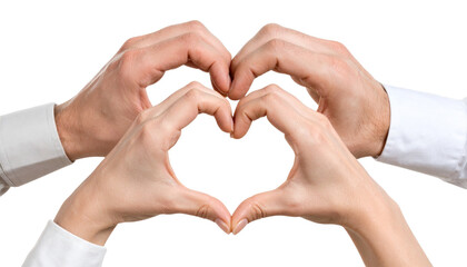 Romantic couple heart shape hand unique style isolated on white background