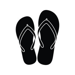 Black flip flop sandals silhouette summer beach footwear casual beachwear vacation footwear isolated eps graphic