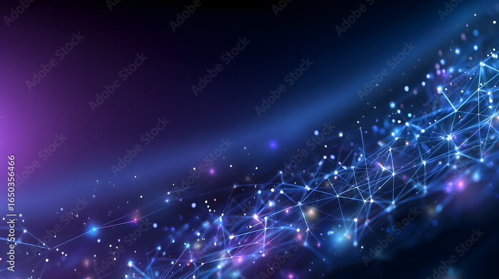 Poster futuristic digital mesh grid with deep blue and electric indigo highlights, smooth interconnected li