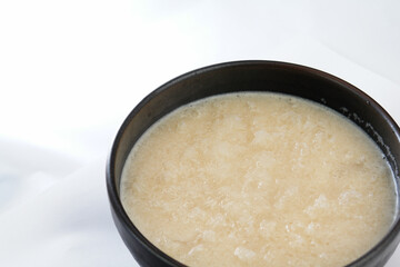 Frozen Makgeolli Sherbet in Traditional Korean Bowl