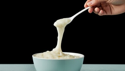 The tempting moment of delicate rice paste