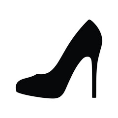 Elegant black high heel shoe silhouette classic stiletto pump fashion footwear icon isolated vector graphic