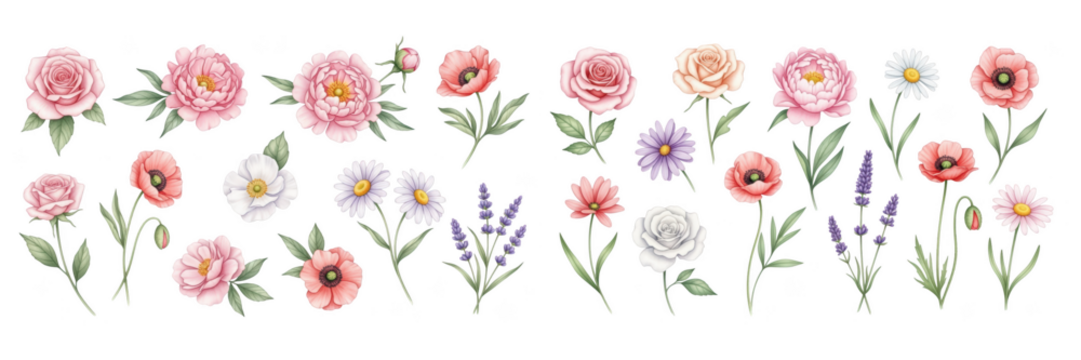 Colorful floral arrangement featuring pink and purple blossoms, adding beauty to any design. - Powered by Adobe