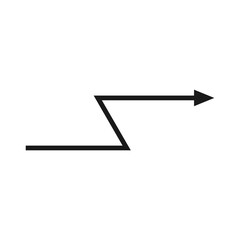 Zigzag arrow. A curved long arrow with sharp angles. Vector illustration.