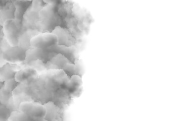 Calmness fluffy steam clouds on transparent backgrounds 3d illustration png, black smoke gas cutout