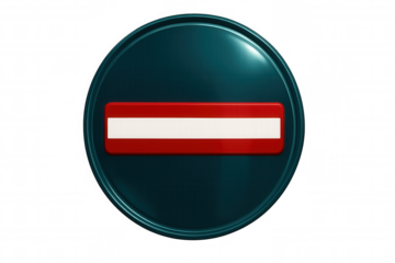 Minus symbol button on transparent background, showcasing numerical subtraction with clean 3d graphic design rendering