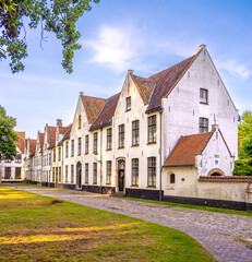 Park of the Beguinage in the old city Bruges (Brugge), East Flanders, Belgium